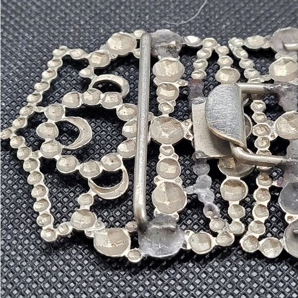 Victorian Steel Cut Crown Buckle Metal Two-Piece Hook Eye Antique Vintage Style - Picture 8 of 11